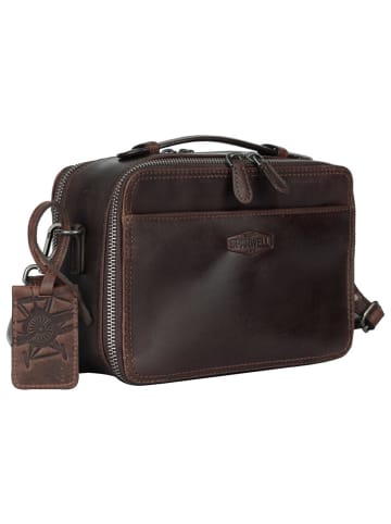 SPARWELL Leder-Umhängetasche "Katalina" in Braun - (B)24 x (H)16 x (T)8 cm