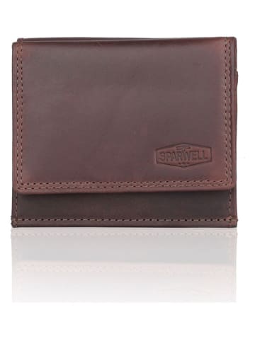 SPARWELL Leren portemonnee "Nakia" bruin - (B)10,5 x (H)9 x (D)2,5 cm