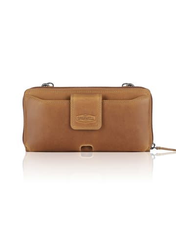 SPARWELL Leder-Handytasche "Kreative Kadence" in Hellbraun - (B)19 x (H)9 x (T)3 cm