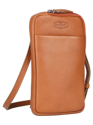 SPARWELL Leder-Handytasche "Offbeat Oda" in Hellbraun - (B)11 x (H)19 x (T)2 cm