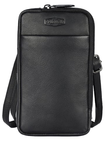 SPARWELL Leren smartphonetas "Oda" zwart - (B)11 x (H)19 x (D)2 cm