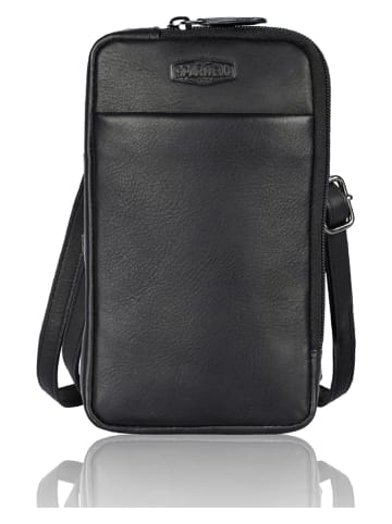 SPARWELL Leren smartphonetas "Oda" zwart - (B)11 x (H)19 x (D)2 cm