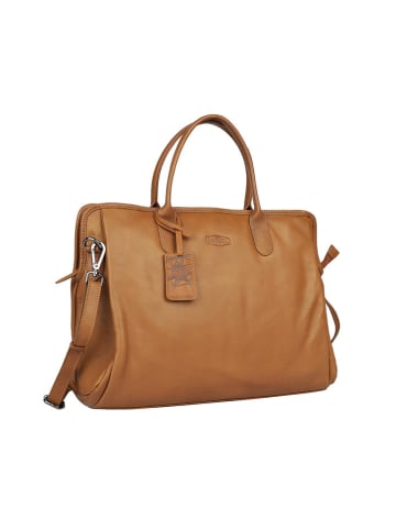 Bellicci Leder-Businesstasche "Olga" in Hellbraun - (B)45 x (H)31 x (T)13 cm