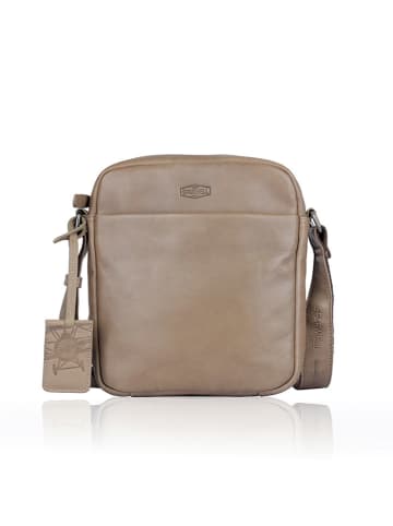 Bellicci Leder-Umhängetasche "Oswald" in Beige - (B)20 x (H)22 x (T)5 cm