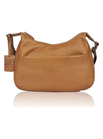 SPARWELL Leder-Umhängetasche "Optimistic Olly" in Cognac - (B)34,5 x (H)21,5 x (T)9 cm