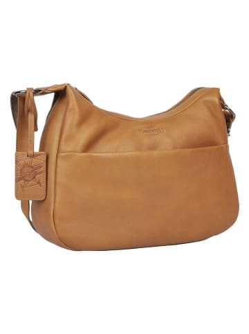 SPARWELL Leder-Umhängetasche "Optimistic Olly" in Cognac - (B)34,5 x (H)21,5 x (T)9 cm