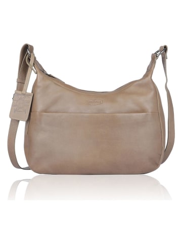 SPARWELL Leder-Umhängetasche "Optimistic Olly" in Taupe - (B)34,5 x (H)21,5 x (T)9 cm