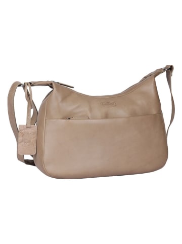 SPARWELL Leder-Umhängetasche "Optimistic Olly" in Taupe - (B)34,5 x (H)21,5 x (T)9 cm