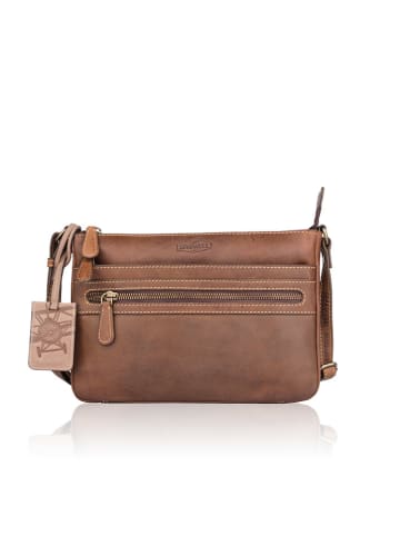 Bellicci Leren schoudertas "Trudy" lichtbruin - (B)26 x (H)18 x (D)4 cm