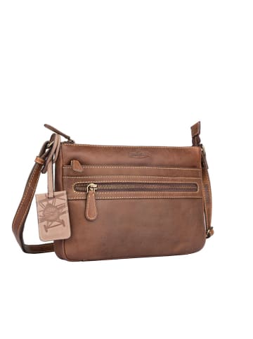 Bellicci Leren schoudertas "Trudy" lichtbruin - (B)26 x (H)18 x (D)4 cm