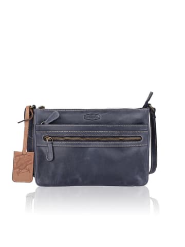 Bellicci Leren schoudertas "Trudy" donkerblauw - (B)26 x (H)18 x (D)4 cm