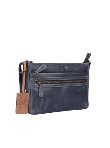 Bellicci Leren schoudertas "Trudy" donkerblauw - (B)26 x (H)18 x (D)4 cm