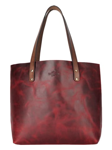 WEZBEY Leder-Schultertasche "Juana" in Bordeaux - (B)39 x (H)35 x (T)13 cm