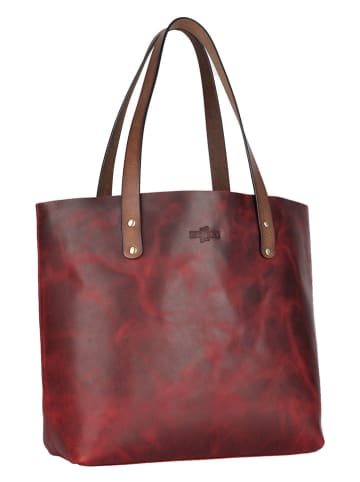 WEZBEY Leder-Schultertasche "Juana" in Bordeaux - (B)39 x (H)35 x (T)13 cm