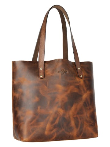 WEZBEY Leder-Schultertasche "Juana" in Hellbraun - (B)40 x (H)31 x (T)13 cm