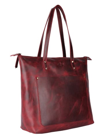 WEZBEY Leder-Schultertasche "Juana" in Bordeaux - (B)39 x (H)35 x (T)13 cm