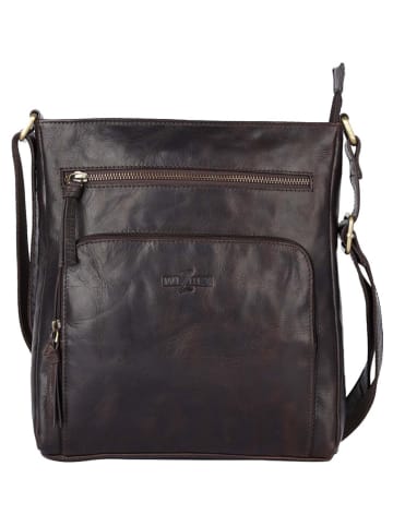 WEZBEY Leren schoudertas "Adrian" bruin - (B)25 x (H)28 x (D)5 cm