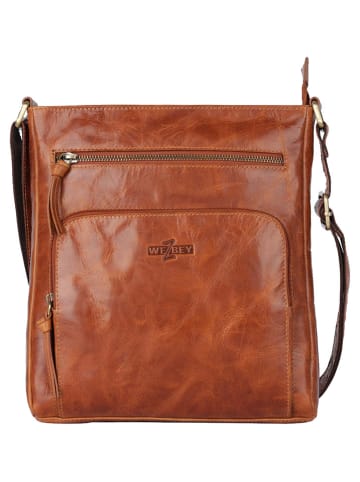 SPARWELL Leder-Umhängetasche "Adrian" in Hellbraun - (B)25 x (H)28 x (T)5 cm