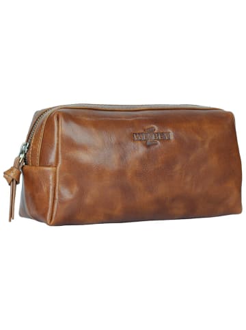 WEZBEY Leren cosmeticatas "Adrian" lichtbruin - (B)20 x (H)10 x (D)7 cm