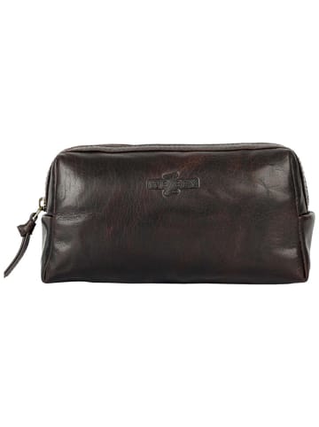 WEZBEY Leder-Kosmetiktasche "Adrian" in Braun - (B)20 x (H)10 x (T)7 cm
