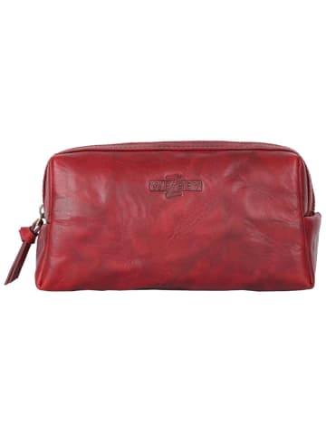 WEZBEY Skórzana kosmetyczka "Adrian" w kolorze czerwonym - 20 x 10 x 7 cm