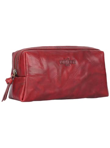 WEZBEY Leder-Kosmetiktasche "Adrian" in Rot - (B)20 x (H)10 x (T)7 cm
