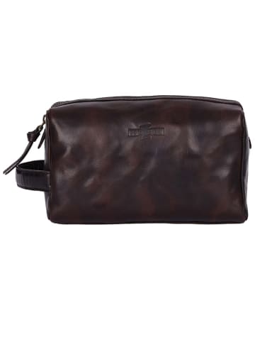 WEZBEY Leren cosmeticatas "Adrian" bruin - (B)22 x (H)11 x (D)8 cm