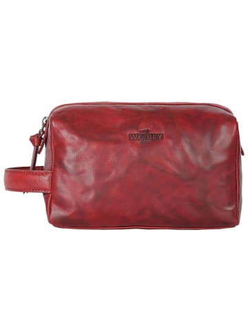 WEZBEY Leren cosmeticatas "Adrian" rood - (B)22 x (H)11 x (D)8 cm