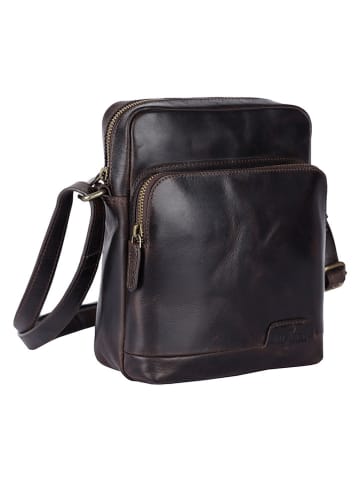 WEZBEY Leren schoudertas "Hombre" bruin - (B)19 x (H)23 x (D)7,5 cm