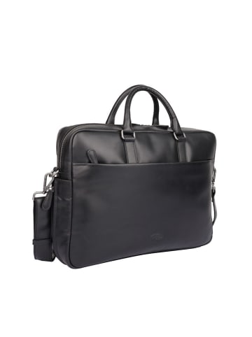 Bellicci Leder-Businesstasche "Keaton" in Schwarz - (B)38 x (H)27 x (T)6 cm