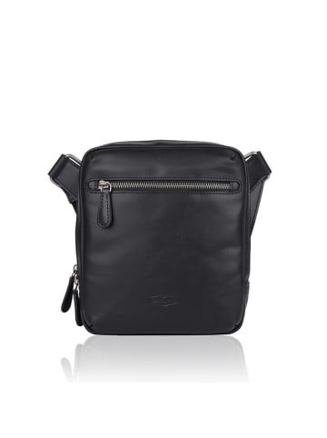 Bellicci Leder-Umhängetasche "Kiefer" in Schwarz - (B)19 x (H)21 x (T)5 cm