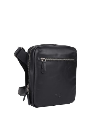 Bellicci Leren schoudertas "Kiefer" zwart - (B)19 x (H)21 x (D)5 cm