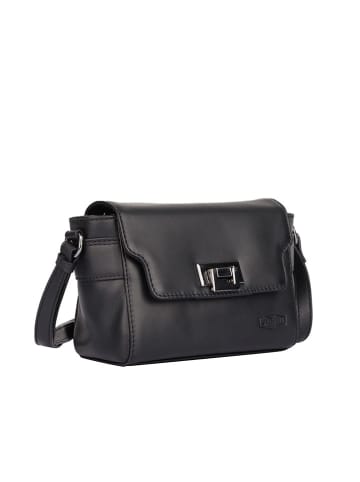 Bellicci Leren schoudertas "Kleo" zwart - (B)22 x (H)14 x (D)9 cm