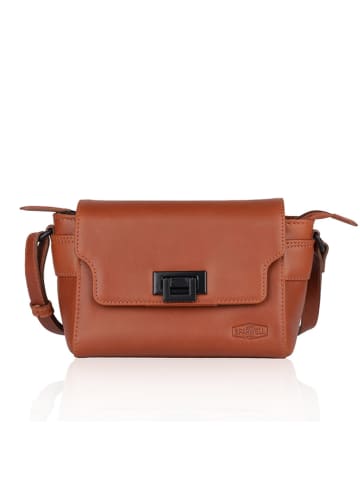 Bellicci Leren schoudertas "Kleo" lichtbruin - (B)22 x (H)14 x (D)9 cm