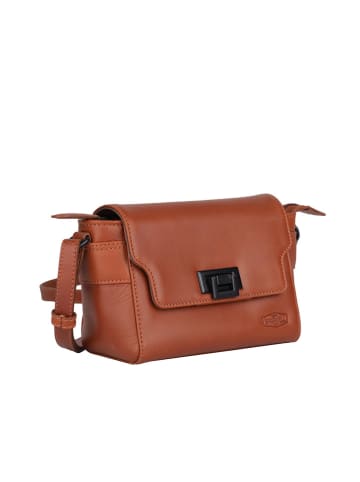 Bellicci Leder-Umhängetasche "Kleo" in Hellbraun - (B)22 x (H)14 x (T)9 cm