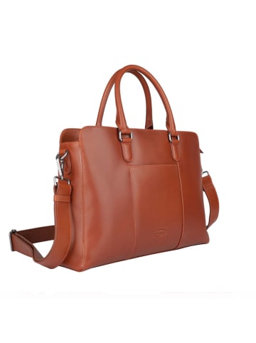 Bellicci Leren handtas "Kady" lichtbruin - (B)42 x (H)30 x (D)11 cm