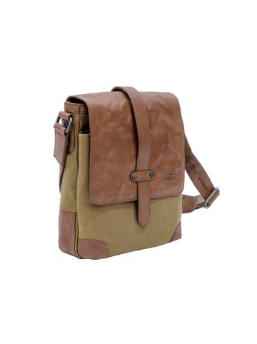 SPARWELL Leren schoudertas "Stefan" lichtbruin/kaki - (B)21 x (H)25 x (D)7 cm