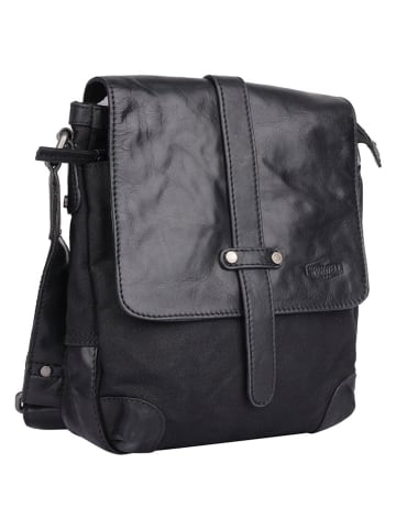 SPARWELL Leder-Umhängetasche "Sincere Stefan" in Schwarz - (B)21,5 x (H)25,5 x (T)7,5 cm