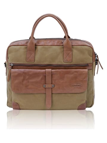 SPARWELL Leren businesstas olifgroen/cognackleurig - (B)32 x (H)23 x (D)12 cm