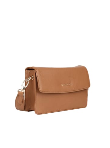 Bellicci Leder-Umhängetasche "Caprisha" in Hellbraun - (B)24 x (H)15 x (T)7 cm