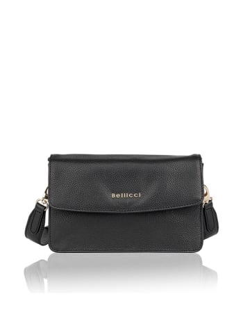 Bellicci Leder-Umhängetasche "Caprisha" in Schwarz - (B)24 x (H)15 x (T)7 cm