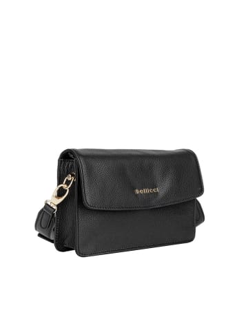 Bellicci Leder-Umhängetasche "Caprisha" in Schwarz - (B)24 x (H)15 x (T)7 cm