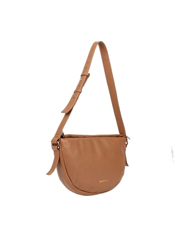 Bellicci Leder-Schultertasche "Caira" in Hellbraun - (B)35 x (H)21 x (T)8 cm