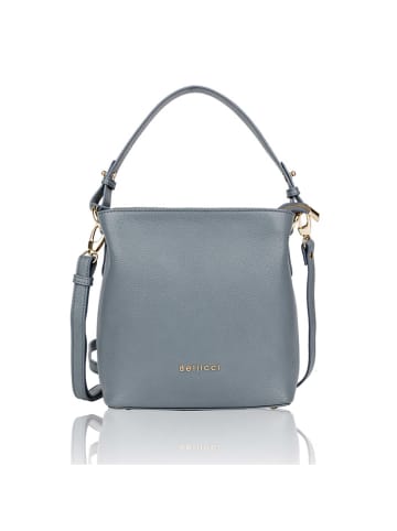 Bellicci Leder-Schultertasche "Calico" in Hellblau - (B)26 x (H)33 x (T)14 cm