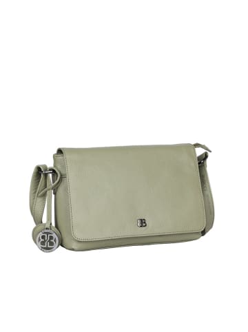 Bellicci Leren schoudertas "Cardi" groen - (B)26 x (H)18 x (D)7 cm