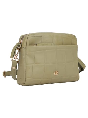 Bellicci Leder-Umhängetasche "Vega" in Khaki - (B)22 x (H)15 x (T)5,5 cm
