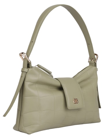 Bellicci Leren schoudertas "Venetia" groen - (B)28 x (H)18 x (D)7 cm