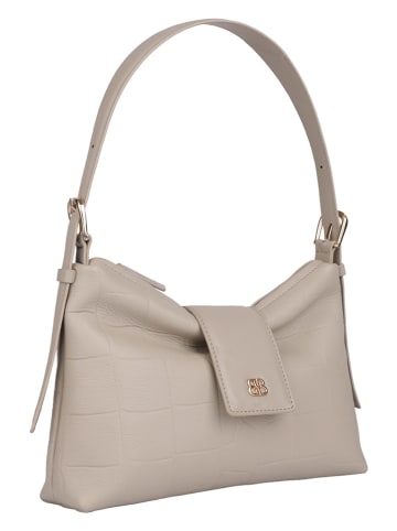 Bellicci Leren schoudertas "Venetia" beige - (B)28 x (H)18 x (D)7 cm