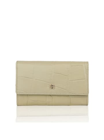 Bellicci Leder-Geldbörse "Velora" in Beige - (B)17 x (H)10 x (T)3 cm