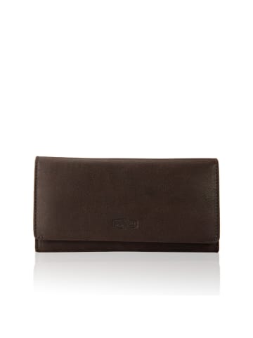 SPARWELL Leder-Geldbörse "Luisa" in Braun - (B)19 x (H)9,5 x (T)2,5 cm